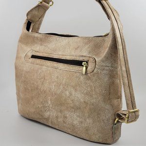 Handcrafted Cracked Leather Bag. Bone Color. Shoulder Bag. Purse.